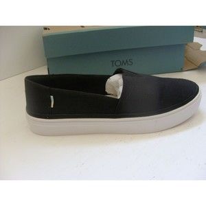 Toms Womens Canvas Slip on Shoe Black 7 New